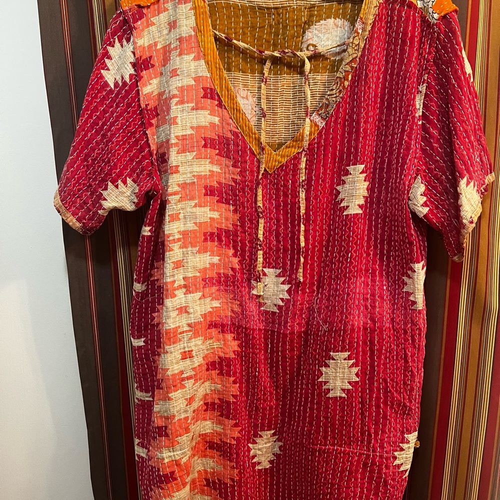 Kantha Bae Reversible! Bohemian Patchwork Top - M… - image 1